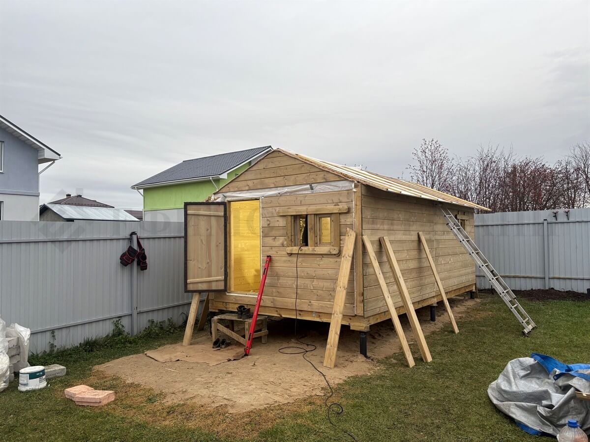 Каркасная баня «Калина Красная» — установка. Фото 1