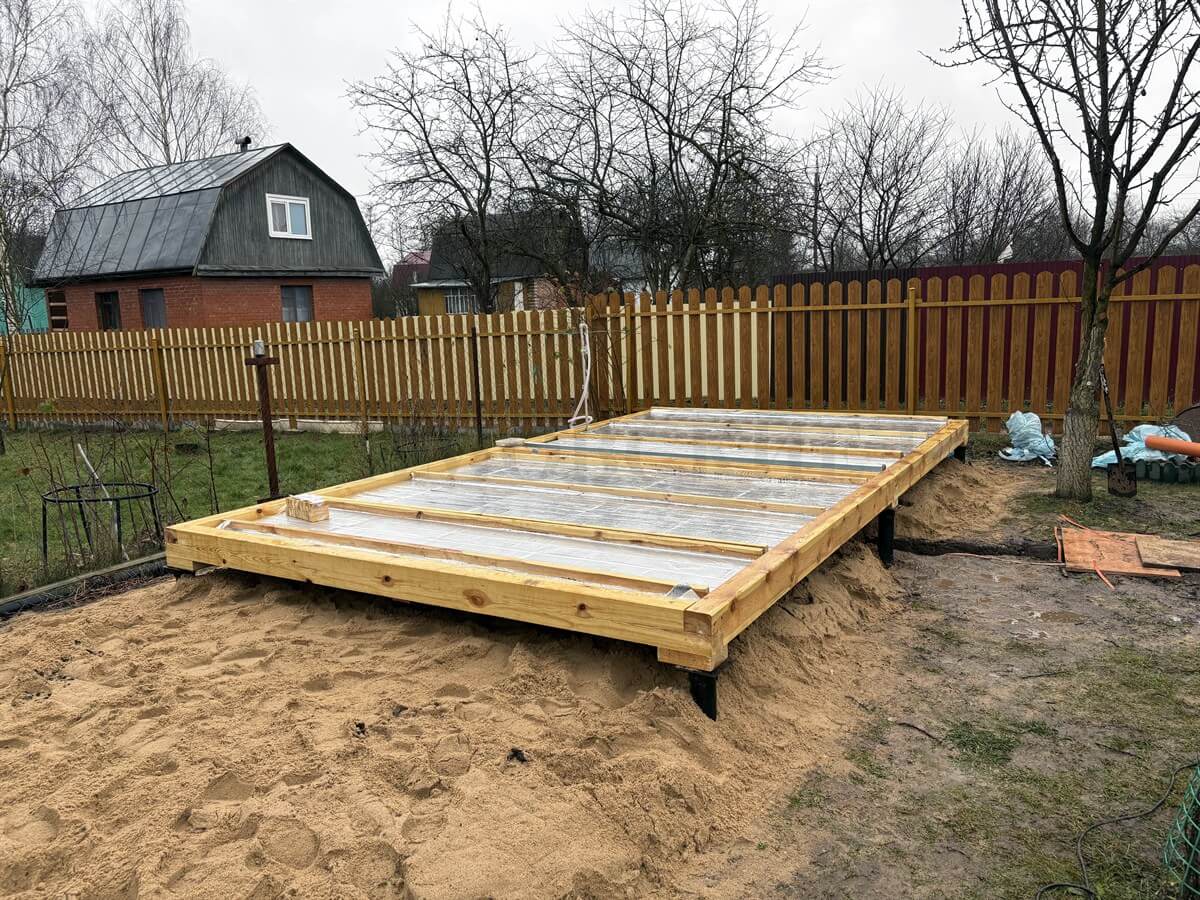 Каркасная баня «Калина Красная» — установка. Фото 1