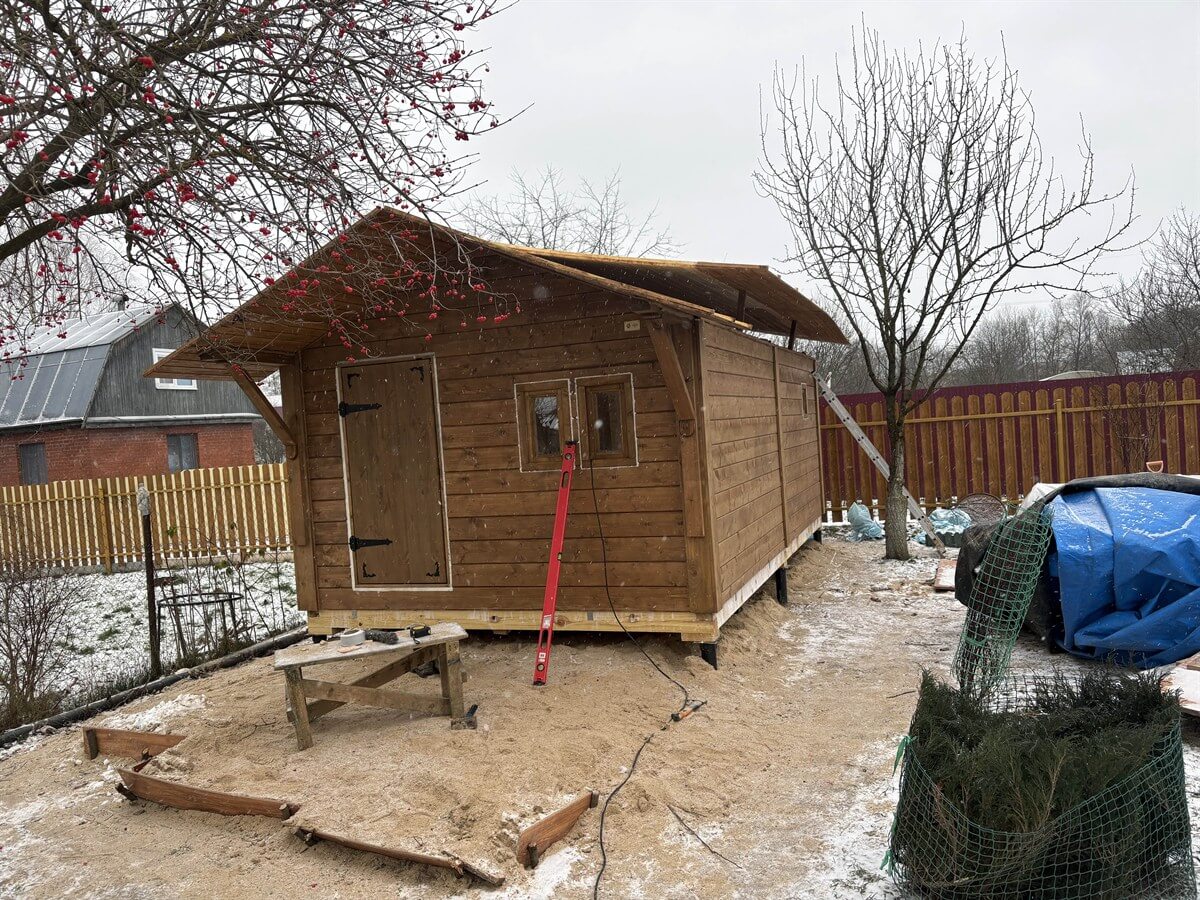 Каркасная баня «Калина Красная» — установка. Фото 3