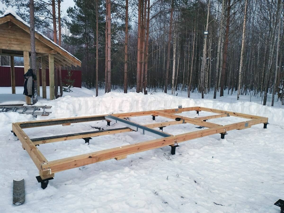 Каркасная баня «Русская Сказка» — установка. Фото 1