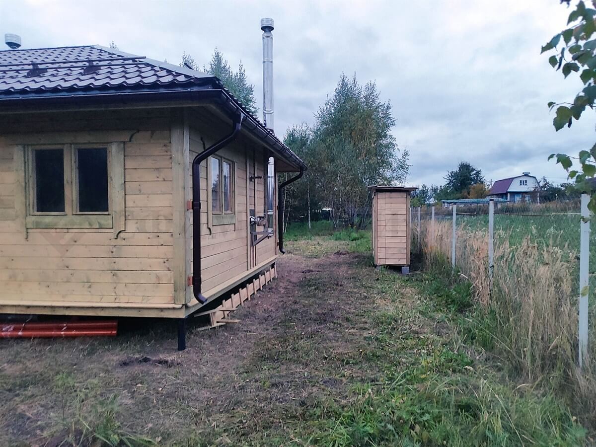 Каркасная баня «Усадьба» с террасой — внешний вид. Фото 20