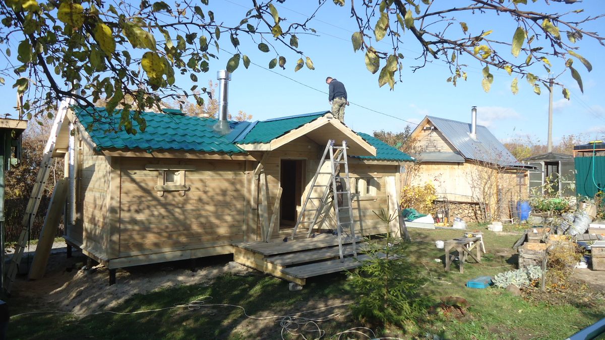 Каркасная баня «Белая берёза» — установка. Фото 8