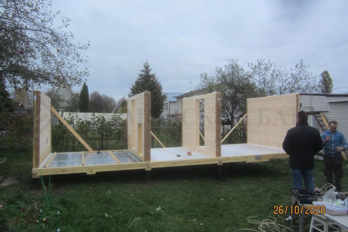 Каркасная баня «Белая Берёза» — установка. Фото 2