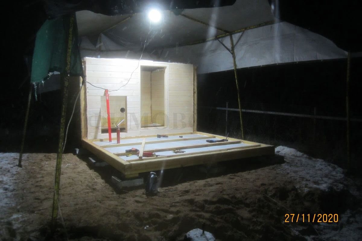 Каркасная баня «Калина Красная» — установка. Фото 2